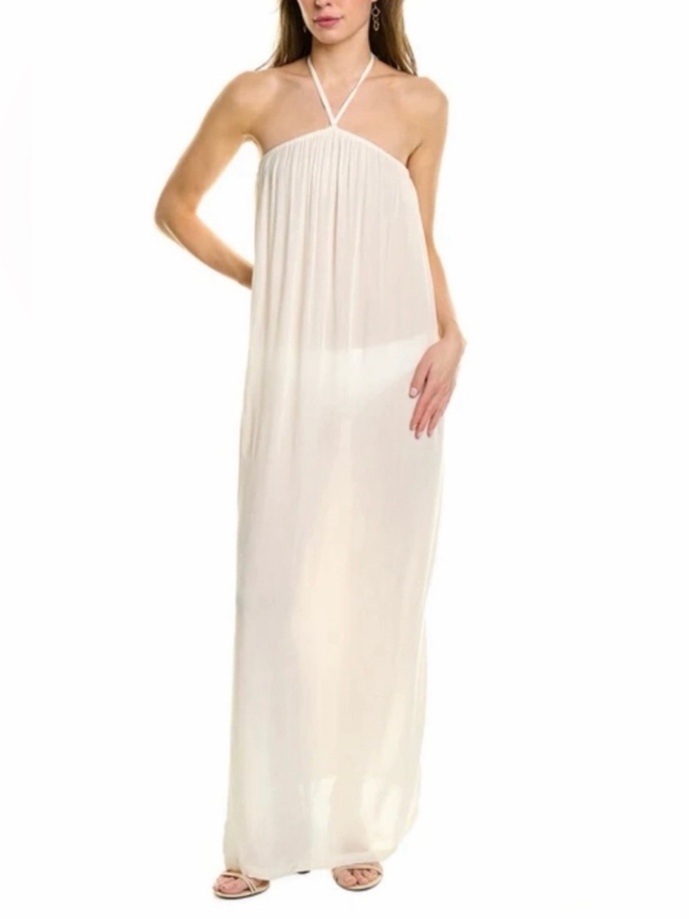 WeWoreWhat Off-White Halter Trapeze Maxi Dress